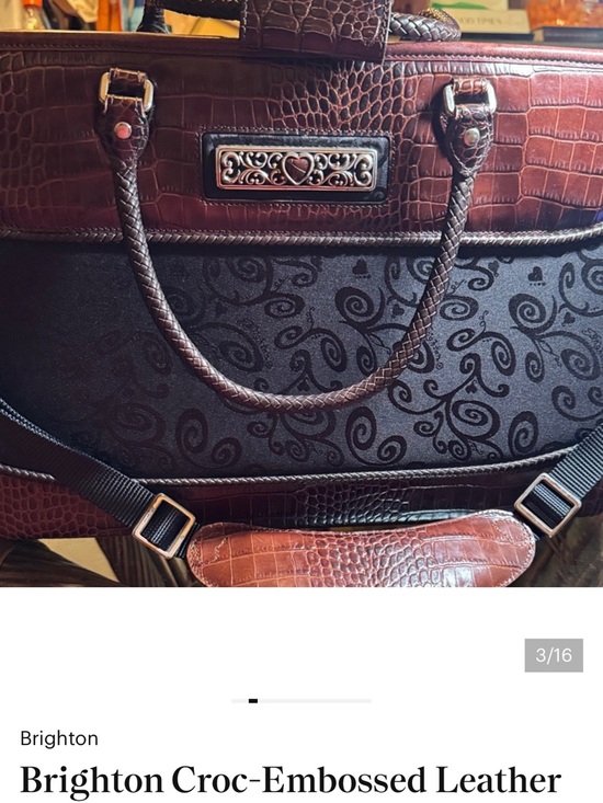 Brighton Handbags - Brighton Croc-Embossed Leather Bag 18inches by 12.